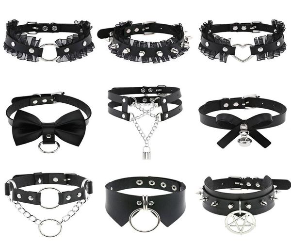 

fashion jewelry leather spiked choker punk collar women men rivets studded chocker chunky necklace goth jewelry metal gothic emo a4740974, Silver