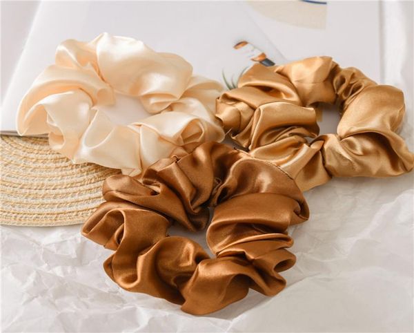 

1pc satin silk solid color scrunchies elastic hair bands 2019 new women girls hair accessories ponytail holder hair ties rope7665621, Slivery;white