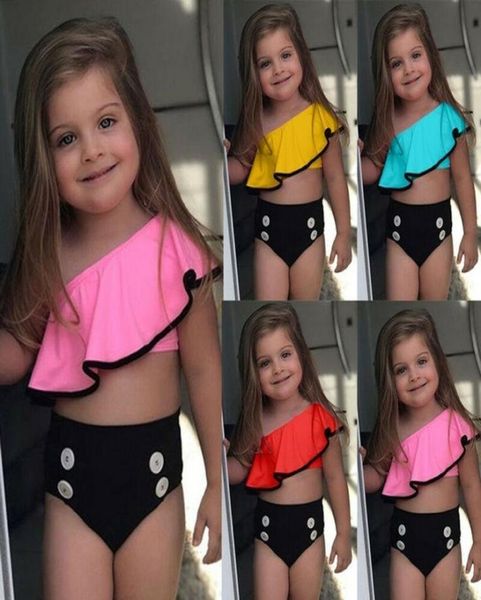 

onepieces fashion kids girls summer swimsuit swimwear swimming twopiece bikini costume us1425858, Black
