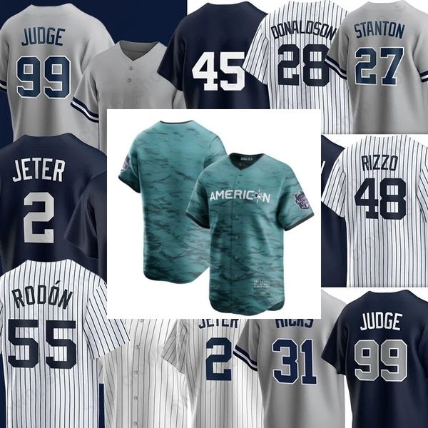

2023 all-star city men women youth new 2 derek jeter 99 aaron judge 7 mantle 45 gerrit cole york yankees baseball jersey, Blue;black