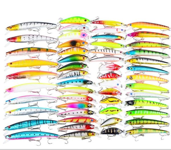 

53pcslot fishing lure mixed 7 models bassbaits 53 color minnow lure crank baits mix fishing tackle2451326