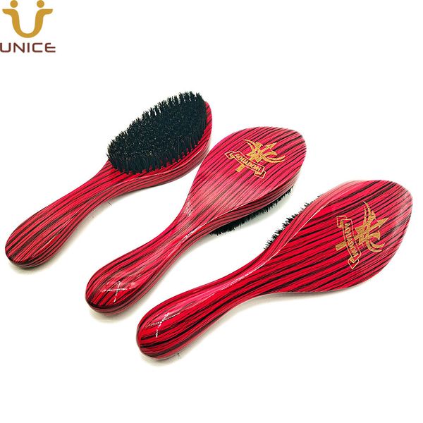 

moq 20 pcs customized logo curve 360 waves brush medium hard for man hair comb - made with reinforced boar bristles, Silver