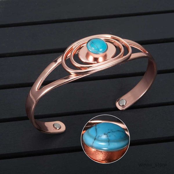 

charm bracelets vinterly magnetic bracelet blue stone adjustable open cuff bracelets charm bracelets bangles for women r230701, Golden;silver