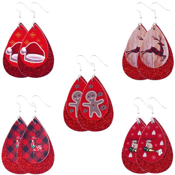 

christmas earring jewelry glitter snowman elk drop earrings trendy xmas cute teardrop fashion for girls 17 designs yfa25579059746, Red;brown