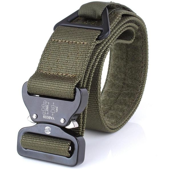 

45 cm aviation aluminum buckle outdoor tactical beltmen039s army training beltvertical lift safety nylon belts5093676, Black;green