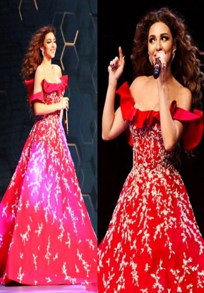 

myriam fares red prom dresses off the shoulder evening gowns a line white appliques a line party dress arabic women formal we8959419, Black