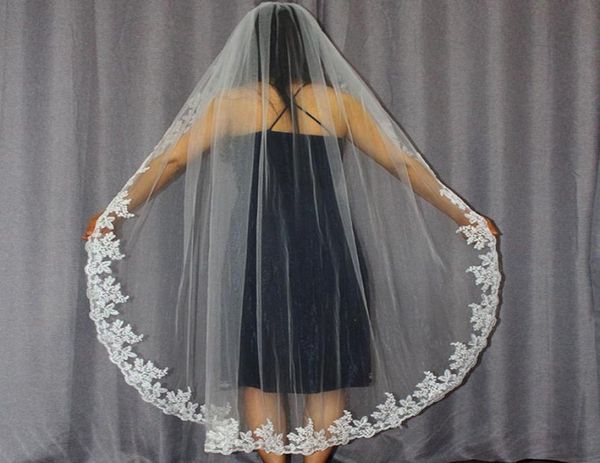 

one layer ballet wedding veil with full lace edge waltz bridal veil with comb wedding accessoires mv048299849, Black