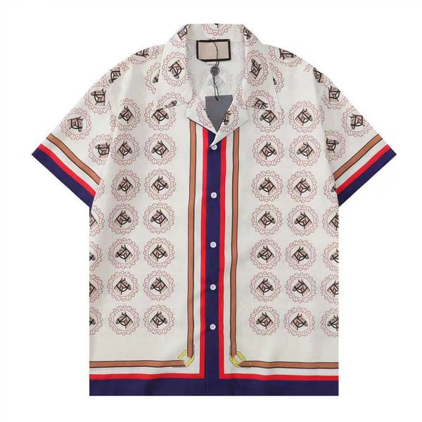 

fashion hawaii floral print beach shirts men's designer silk bowling shirt casual hawaiian shirts men summer short sleeve loose dress t, White;black