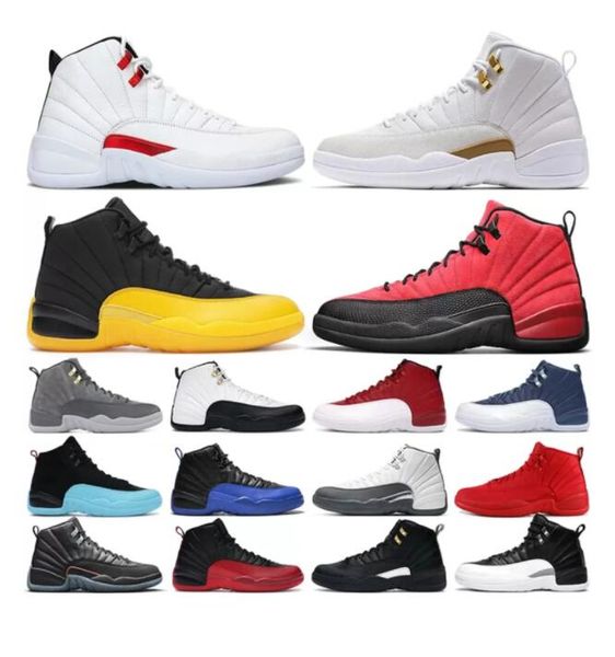 

men basketball shoes jumpman 12s 12 twist reverse flu game royal utility dark concord university gold indigo michigan mens trainers sports s, Black