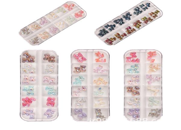 

3d cute bear resin nail art decorations aurora rhinestone for nails glitter jelly ornaments diy uv gel manicure accessories lhq029918062, Silver;gold
