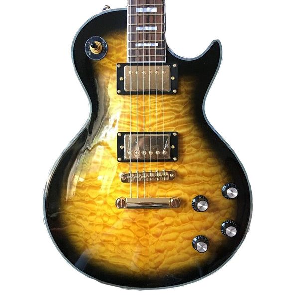 

new black ring yellow 6 string rosewood fingerboard electric guitar fast shippin