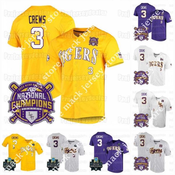 

lsu tigers 2023 college world series champions baseball jersey ncaa dylan crews white paul skenes brayden jobert alex bregman aaron nola tre, Black