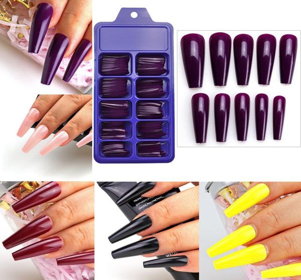 

100pcsset full cover matte false nail tips nail art manicure matte tips for false fake nails extension for false nails7160743, Red;gold