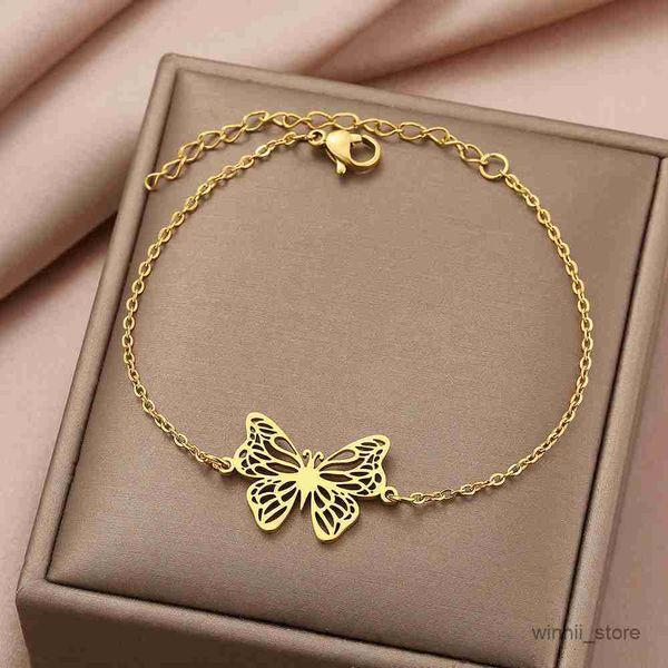 

charm bracelets stainless steel bracelets exquisite beautiful pendant chains fashion charms bracelet for women jewelry party gifts new r2307, Golden;silver