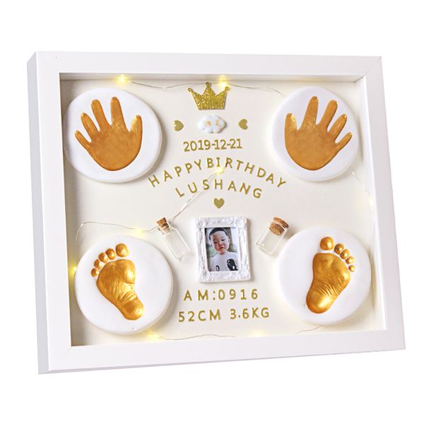

keepsakes baby po frame 100 day full moon gift handprint footprint imprint kit souvenirs born diy pad picture led 230701