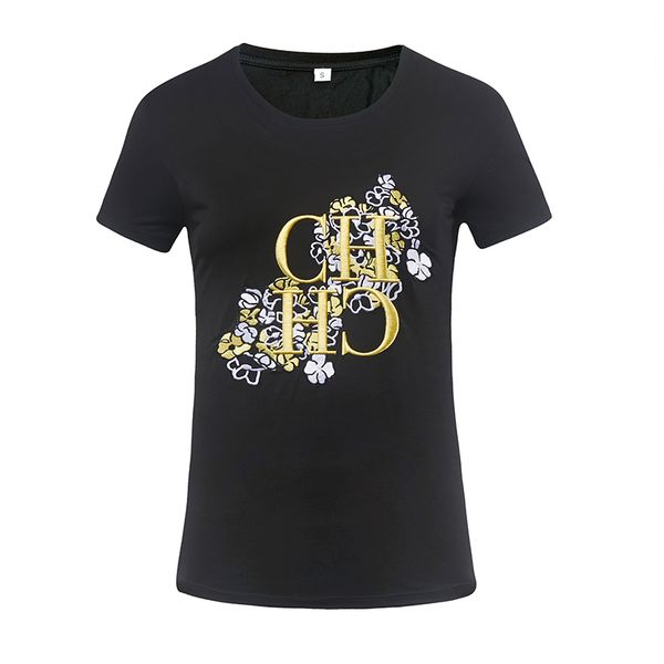 

summer cartoon print embroidery texture t-shirt women summer relaxed leisure women elegant fresh pattern t-shirt women, White