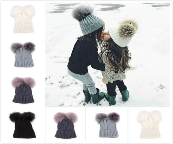

parentchild knitted wool hats winter knitted solid colors hat warm soft knitted hats outdoor slouchy caps rra16838037923, Yellow