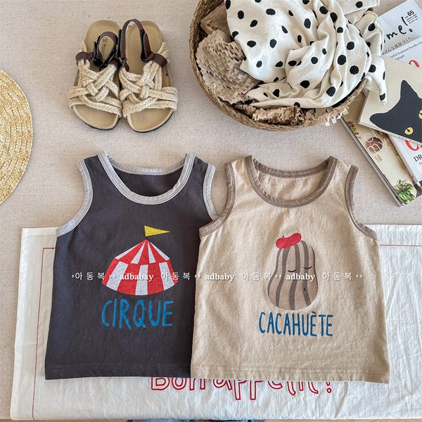 

clothing sets 5774b children's clothes sleeveless 2023 summer casual girl's t shirt cotton boys' bottoming shirt 230630, White