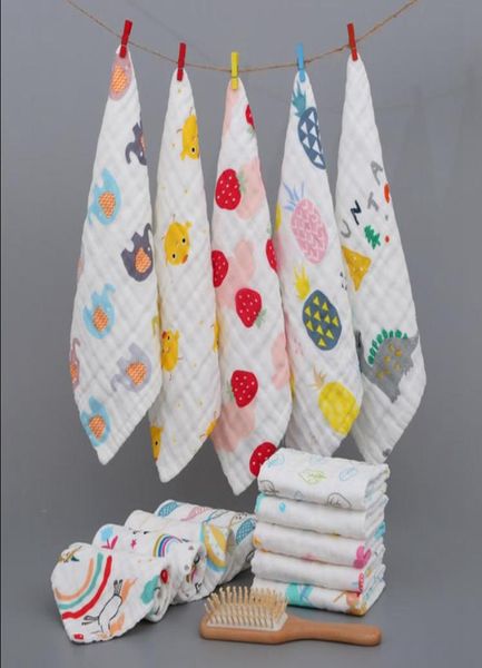 

towels baby 6 layers cotton gauze rags newborn handkerchief cartoon soft infant face towel hanging washcloths feeding 10 designs 15863720
