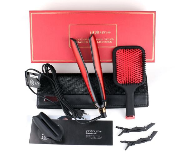 

platinum hair straighteners hair brush sets professional styler flat straightener hair styling tool red color good quality8211197, Black