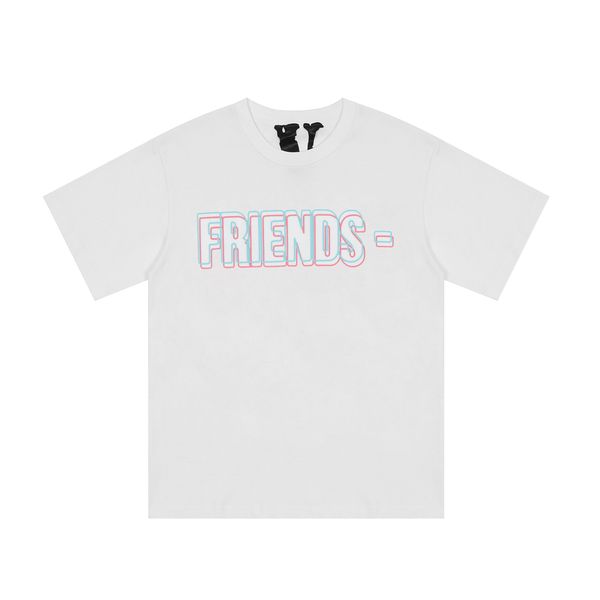

european and american designer fashion beach shirt chao brand vlones letter loose round neck mexico limited flag short sl, White;black