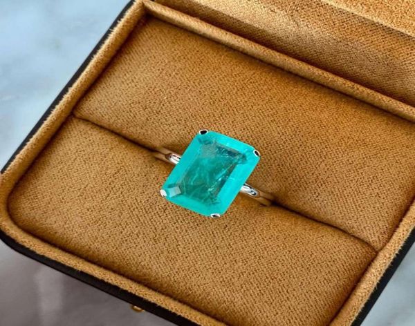 

hbp fashion shipai temperament four claws 10 14 emerald ring with diamond water blue lapaiba silver4536133, Silver