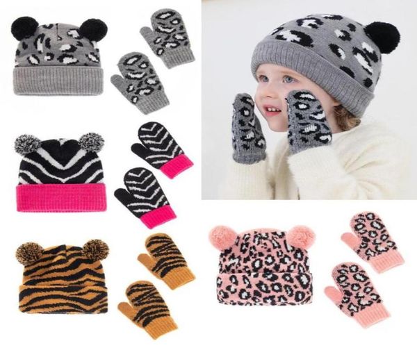 

beanies toddler kids baby hats and gloves set winter knit earflap beanie cute warm pom hat mittens19481132010112