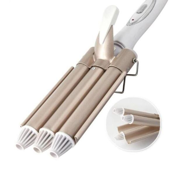 

3 triple barrel ceramic hair curler electric curling iron wand salon curl waver roller hair styling tools 110220v8751678