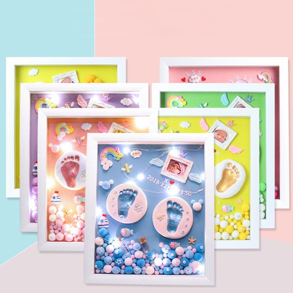 

keepsakes borns foot print po frame 3d molds baby with light soft clay diy handprints infant souvenir s 230701