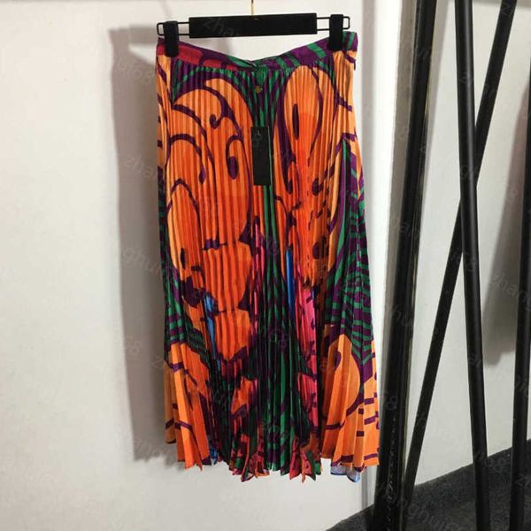 

23ss womens designer clothing designer skirts abstract letter print high-waisted pleated half skirt women clothes a1, Black