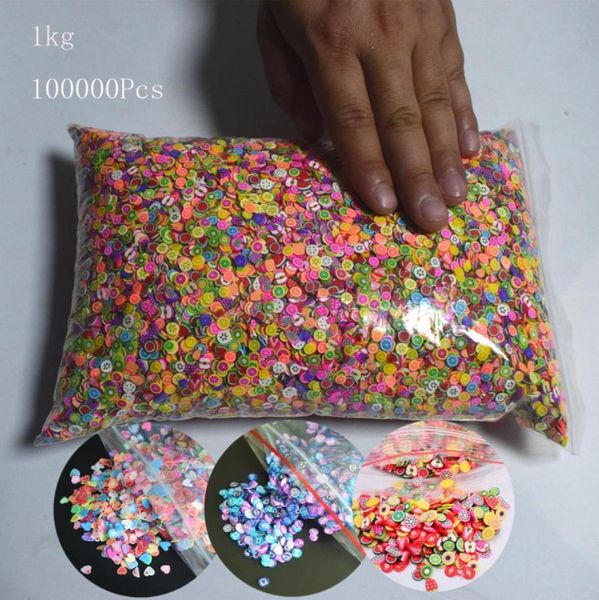 

1kg 100000pc 3d polymer clay tiny strawberry fruit slices smile love heart diy nail art diy decorations supplies whole5557892, Silver;gold