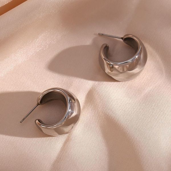 

hoop huggie autumn winter collection silver color stainless steel hoop earrings for female waterproof hypoallergenic 22mm small hoops 230701, Golden;silver