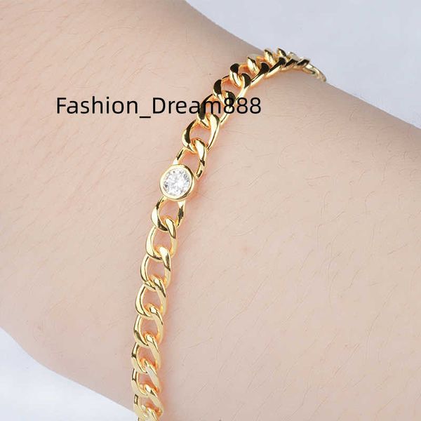 

18k gold plated cuban link 925 sterling silver jewelry chain moissanite bracelet