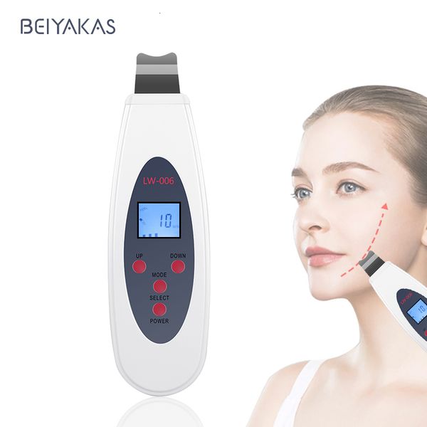 

face massager ultrasonic skin scrubber deep cleansing machine to remove acne exfoliating blackheads massage and lifting lw006 230701
