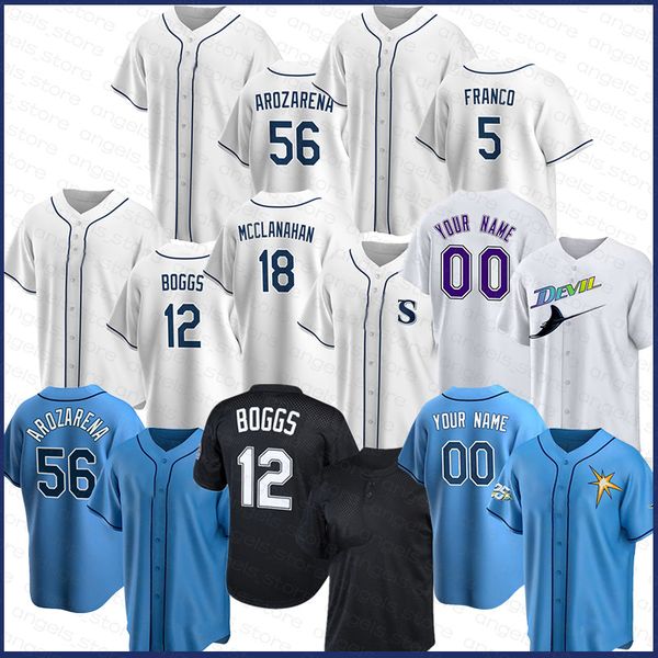 

12 wade boggs 39 kevin kiermaier tampa 2020 bay custom rays baseball jersey blake snell jackie robinson matt duffy evan longoria joey wendle, Blue;black