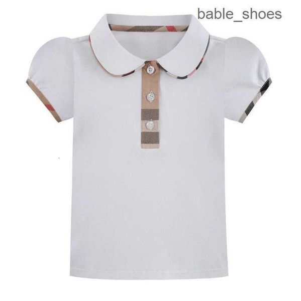 

summer baby girls t-shirts cotton girl turn-down collar t-shirt preppy style kids short sleeve tees children casual t shirt, Blue