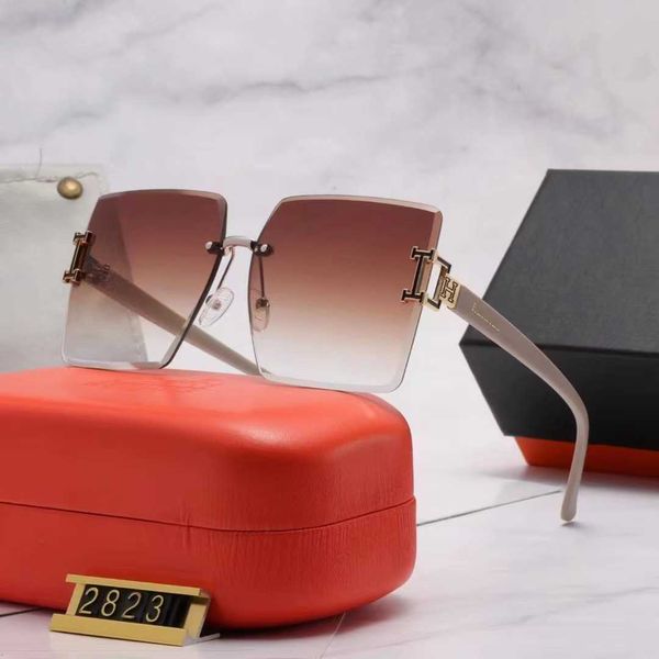 

wholesale of new nylon h family small scented frameless cut edge sunglasses sunshade fashion glasses, White;black