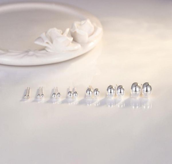 

whole jewelry peas ear studs female temperament light beads small ear studs men 925 sterling silver ear ball ball jewelry4079713, Golden;silver