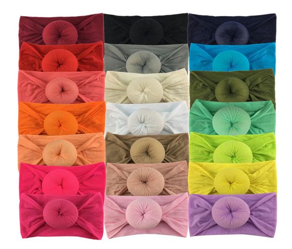 

baby girl donut hai band soft stretchy nylon turban headbands fashion doughnut headwrap bandanas boutique kids girls hair accessor6661618, Slivery;white
