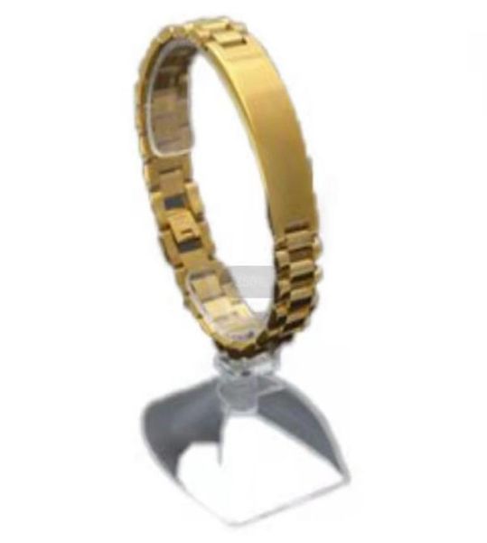 

bracelets id identification new mens watch bracelet gold plated stainless steel links cuff bangles hip hop jewelry for men gift4959447, Black