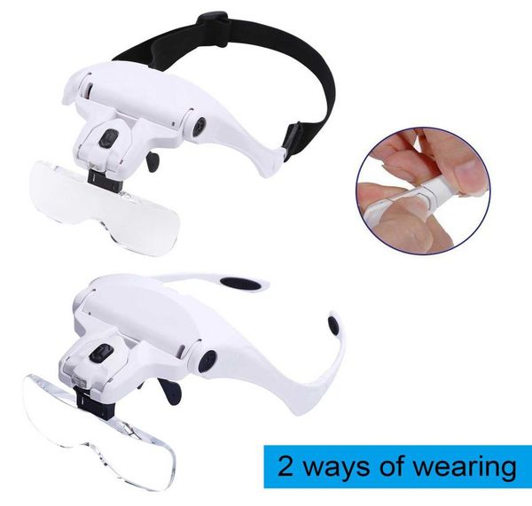 

headband magnifier 135x magnifying glass lens with 2 led light hands loup7880199