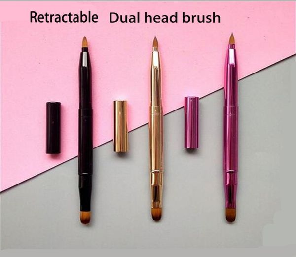

1pc doubleheaded makeup dual head lip brush for eyeshadow eyebrow brush retractable two head brushes cosmetic lipstick lip brush2017280