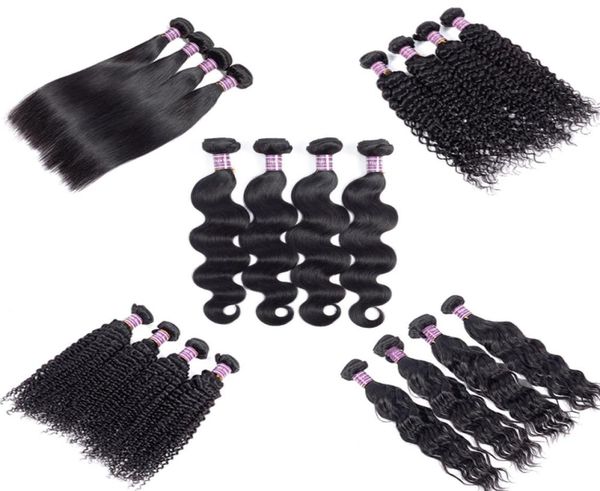 

virgin brazilian straight human hair weaves body deep water human hair bundles unprocessed peruvian malaysian kinky curly hair ext7433709, Black