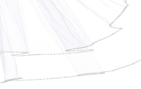 

selling real picture two layer rhinestones edge wedding veils white ivory pink champagne meidingqianna fingertip length a5497566, Black