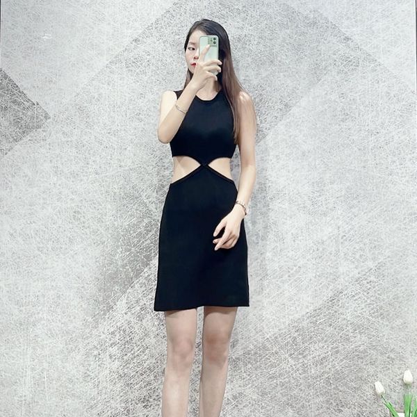 

basic & casual dresse new -aje waist cut out little black dress sleeveless knitting dress short, Black;gray