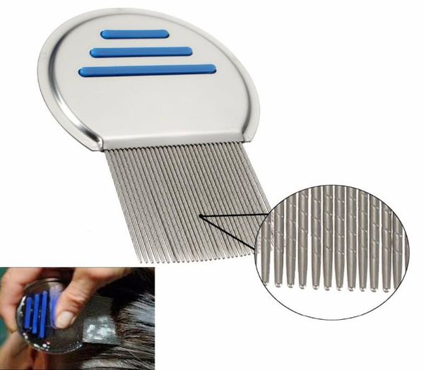 

3colors stainless steel terminator lice comb nit kids hair rid headlice super density teeth remove nits comb 2094105, Silver