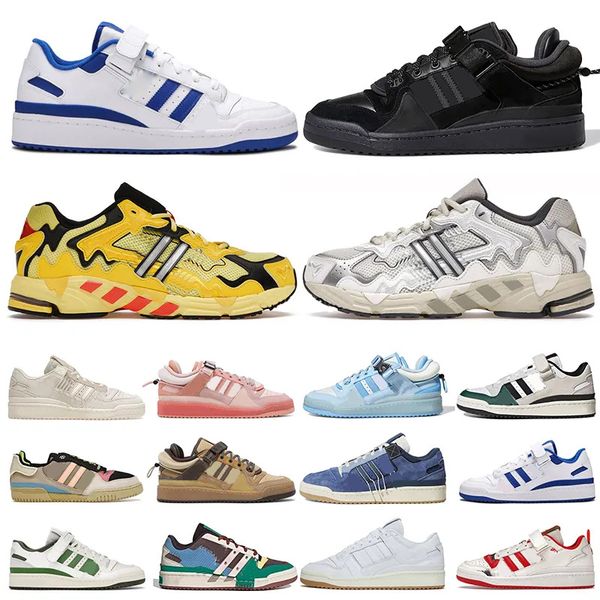 

designe casual shoes mens trainers bad bunny x forum buckle low mens women sports sneakers black patchwork white cream royal blue outdoor