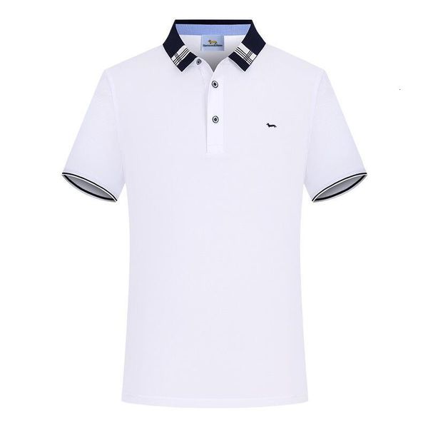

men's polos summer polo shirt men casual slim fit cotton breathable solid short sleeve embroidery harmont blaine 230630, White;black