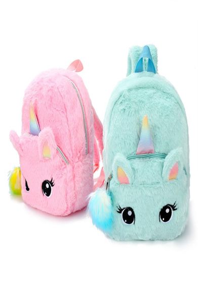 

unicorns cartoon school book bag backpacks cute fashion fur backpacks for girls travel backpack children schoolbag kids gift y20076948806