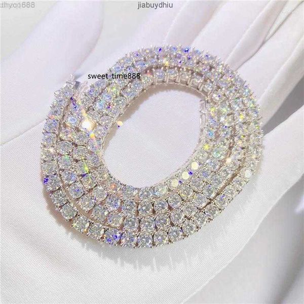 

ale chains 100% s925 sterling silver 3mmd color moissanite tennis chain necklace for men hip hop gra certificate